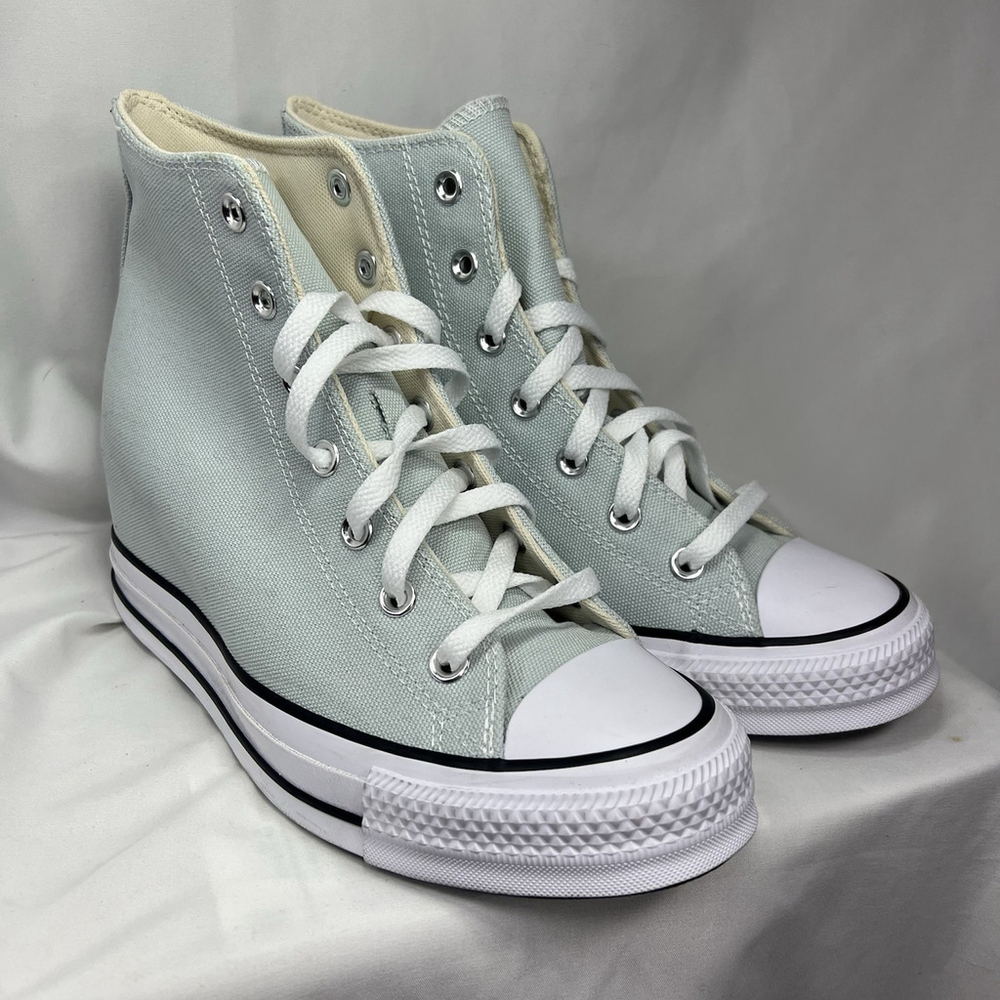 CONVERSE Women's Sz 9 .5 Chuck Taylor All Star Blue Hidden Wedge High Top Shoes!